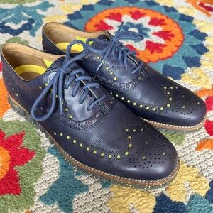 Cole Haan Zerogrand Wingtip Oxford Blue Men’s 8.5 Lightweight Comfort